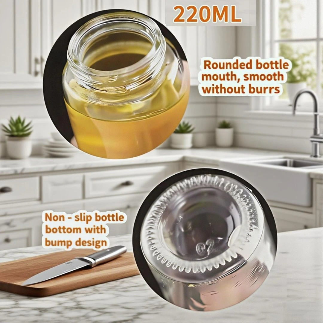 Spraying oil on salad with glass sprayer