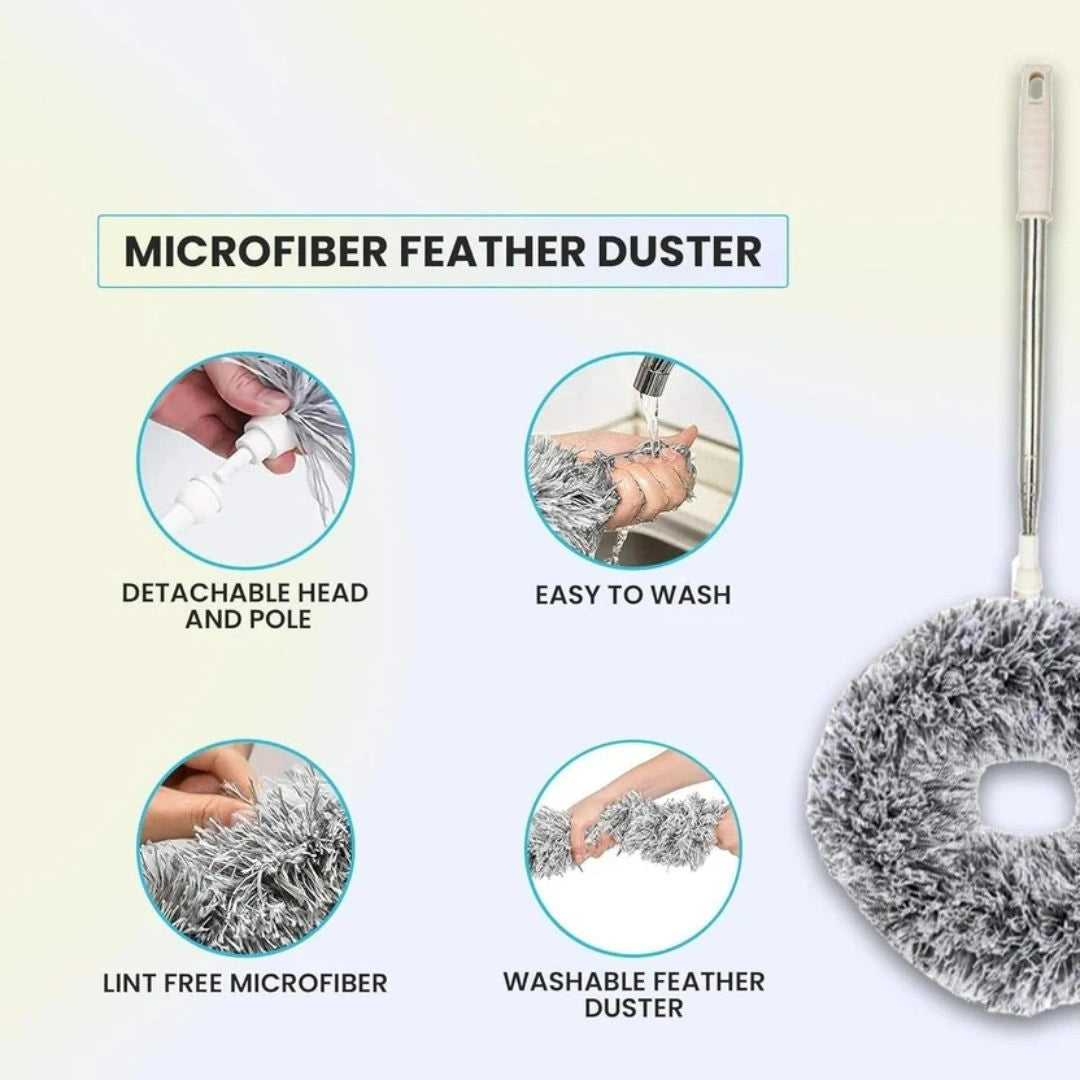 Brush wrapping around ceiling fan blade cleaning both sides